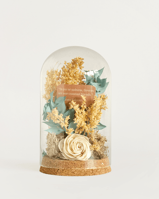 Dome Botanique -  Botanical flowers in a Glass Cloche - Azure