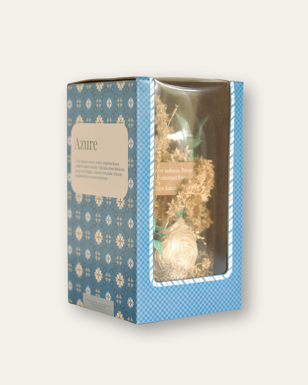 Dome Botanique -  Botanical Flowers in a Glass Cloche - Azure