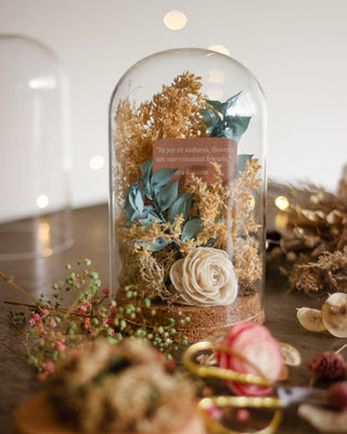 Dome Botanique -  Botanical Flowers in a Glass Cloche - Azure