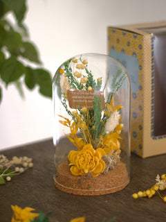 Dome Botanique -  Botanical Flowers in a Glass Cloche - Daffodil