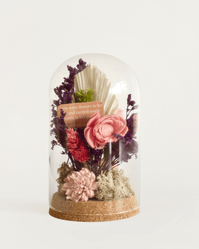 Dome Botanique -  Botanical flowers in a Glass Cloche - Peony