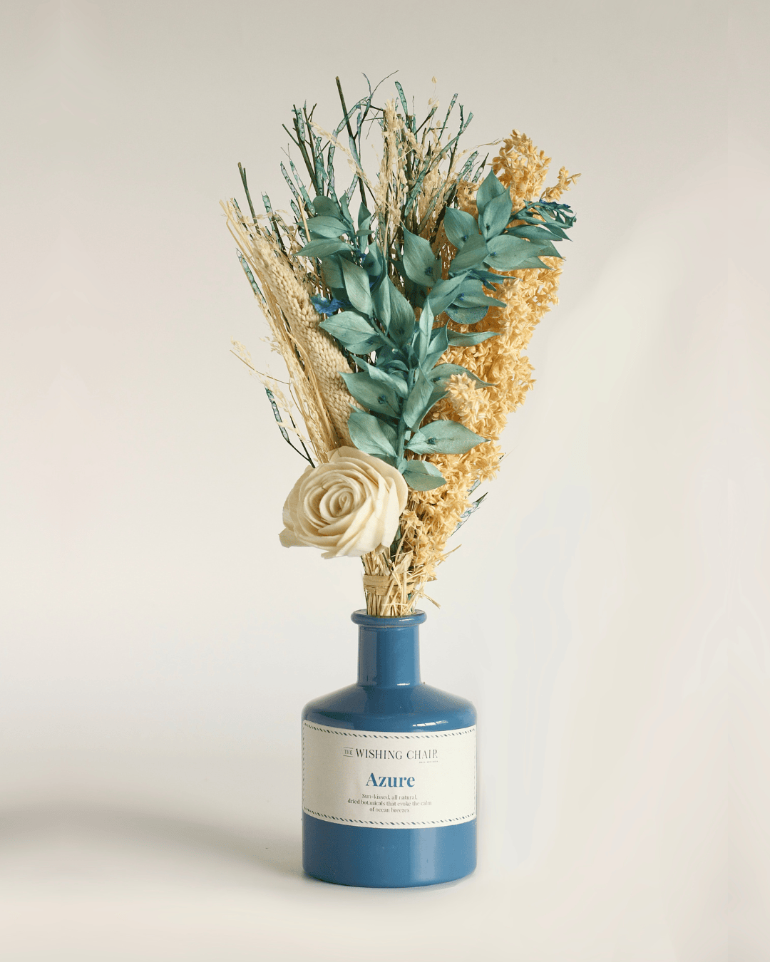 Dream Botanique Glass Vase with Botanical flowers- Azure
