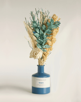 Dream Botanique Glass Vase with Botanical flowers- Azure