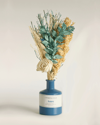 Dream Botanique Glass Vase with Botanical flowers- Azure