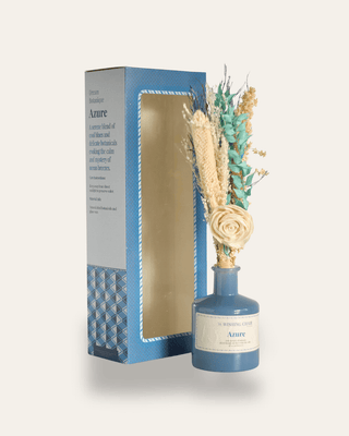 Dream Botanique Glass Vase with Botanical Flowers- Azure