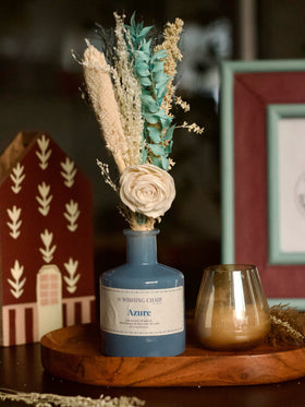 Dream Botanique Glass Vase with Botanical Flowers- Azure