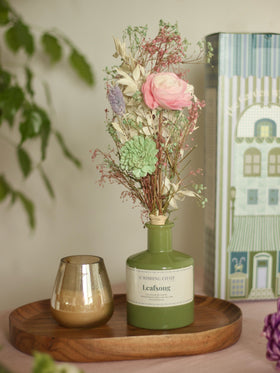 Dream Botanique Glass Vase with Botanical Flowers- Leaf Song