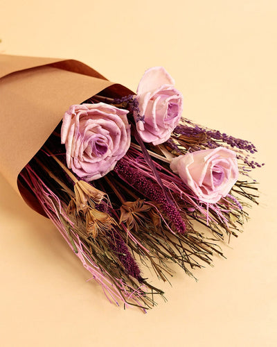 Dried Flowers Bouquet of Posies Natural Dried Flowers - Purple