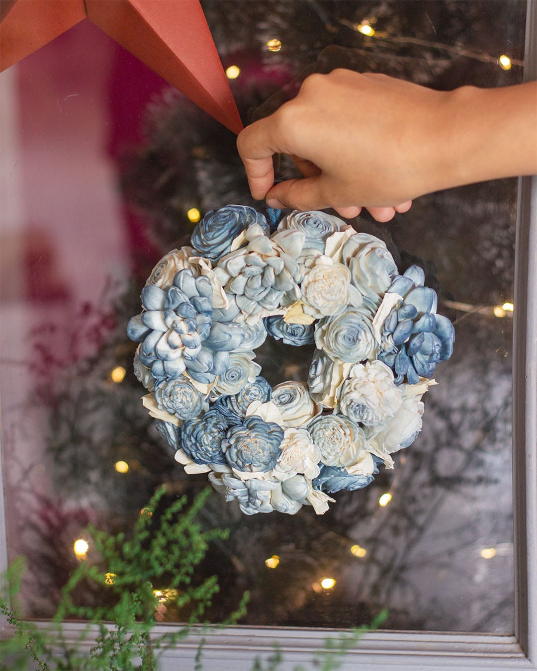 Dried Flowers Christmas Wreath - Blue