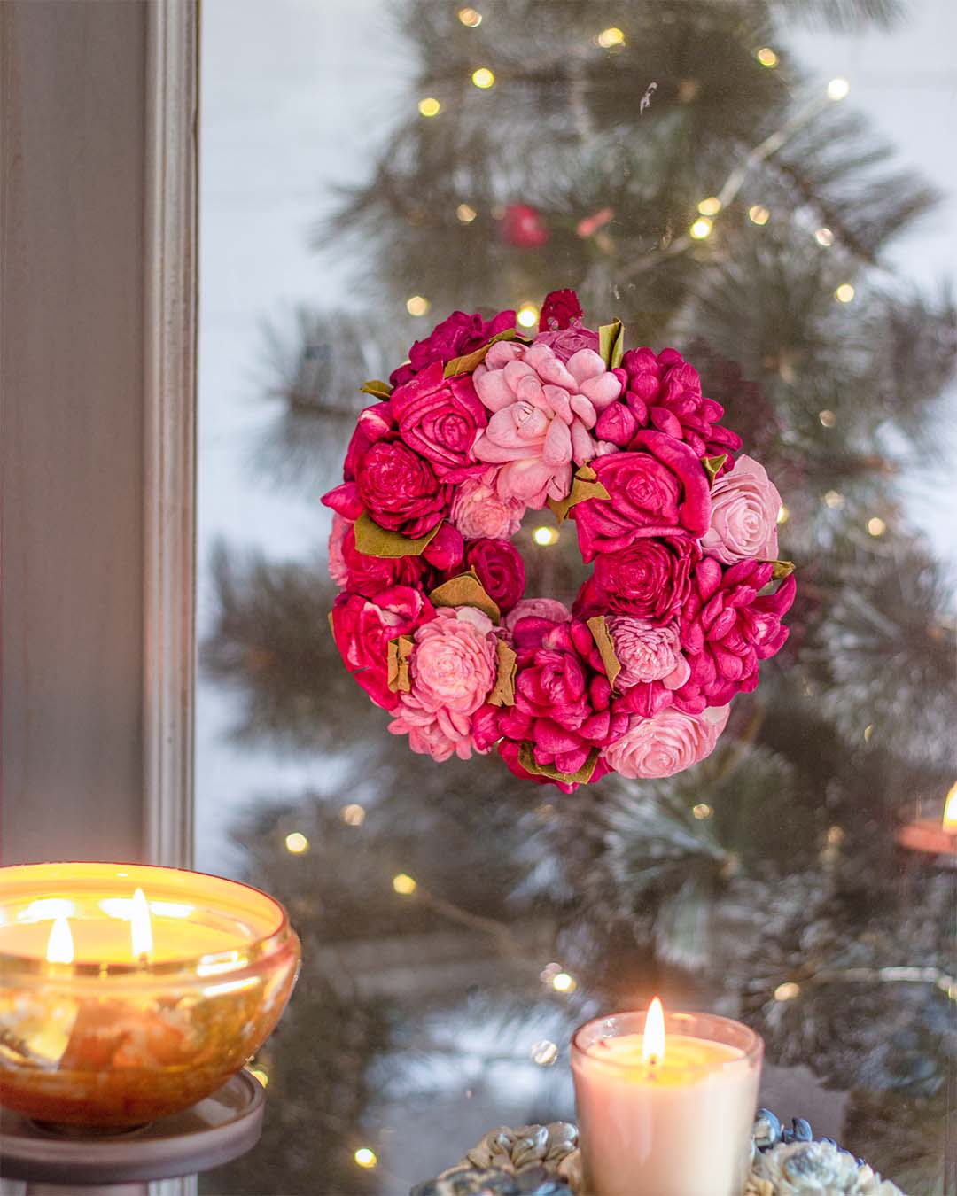 Dried Flowers Christmas Wreath - Plum