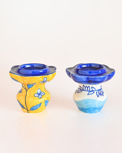 Dusk at Sea Handpainted Tea Light Holders - Set of 2