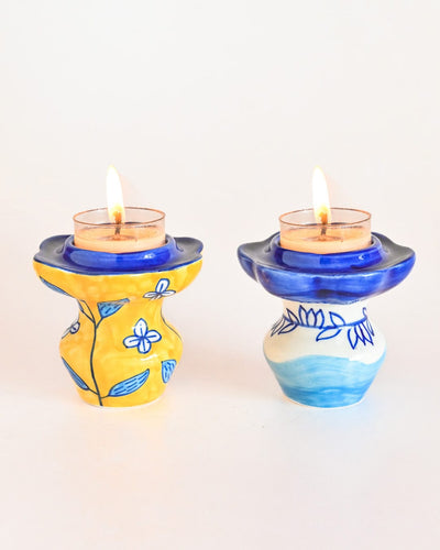 Dusk at Sea Handpainted Tea Light Holders - Set of 2