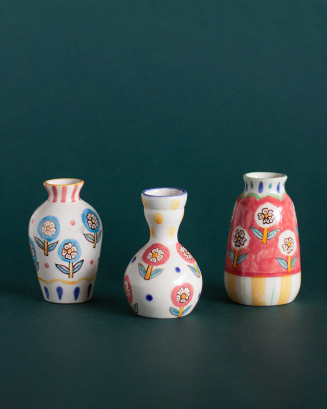 Eden Handpainted Mini Vases - Set of 3