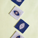 Evil Eye Hand Embroidery Beaded Coasters -Set of 4