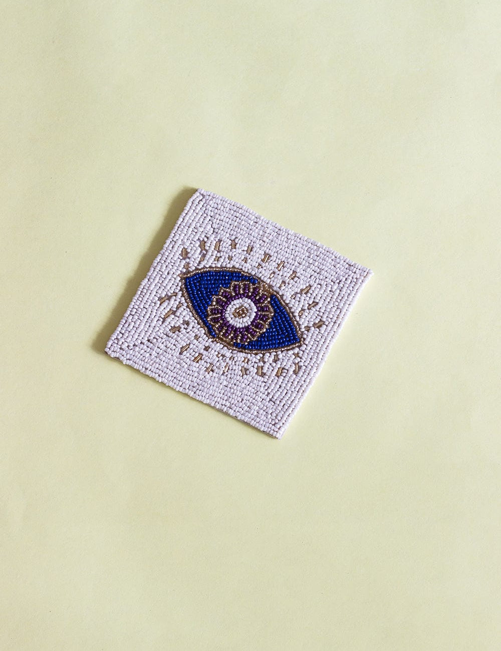Evil Eye Hand Embroidery Beaded Coasters -Set of 4