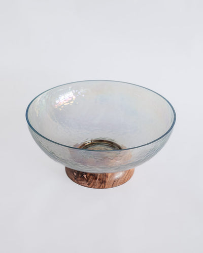 Fiesta Serving Glass Bowl with Wooden base