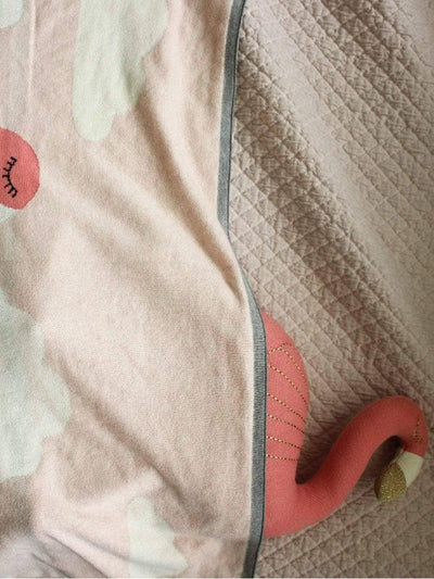 Flamingo Knitted Cotton Baby Blanket