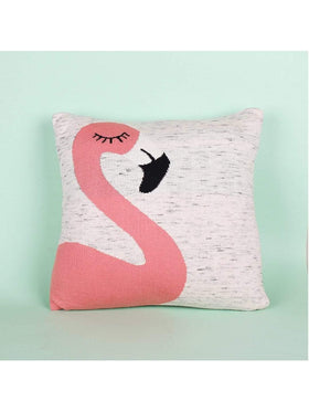 Flamingo Knitted Cotton Cushion Cover