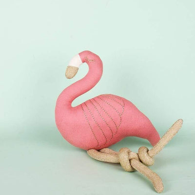 Flamingo Knitted Cotton Shaped Cushion