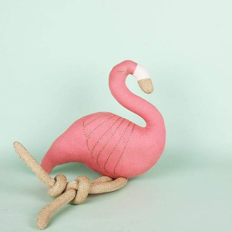 Flamingo Knitted Cotton Shaped Cushion