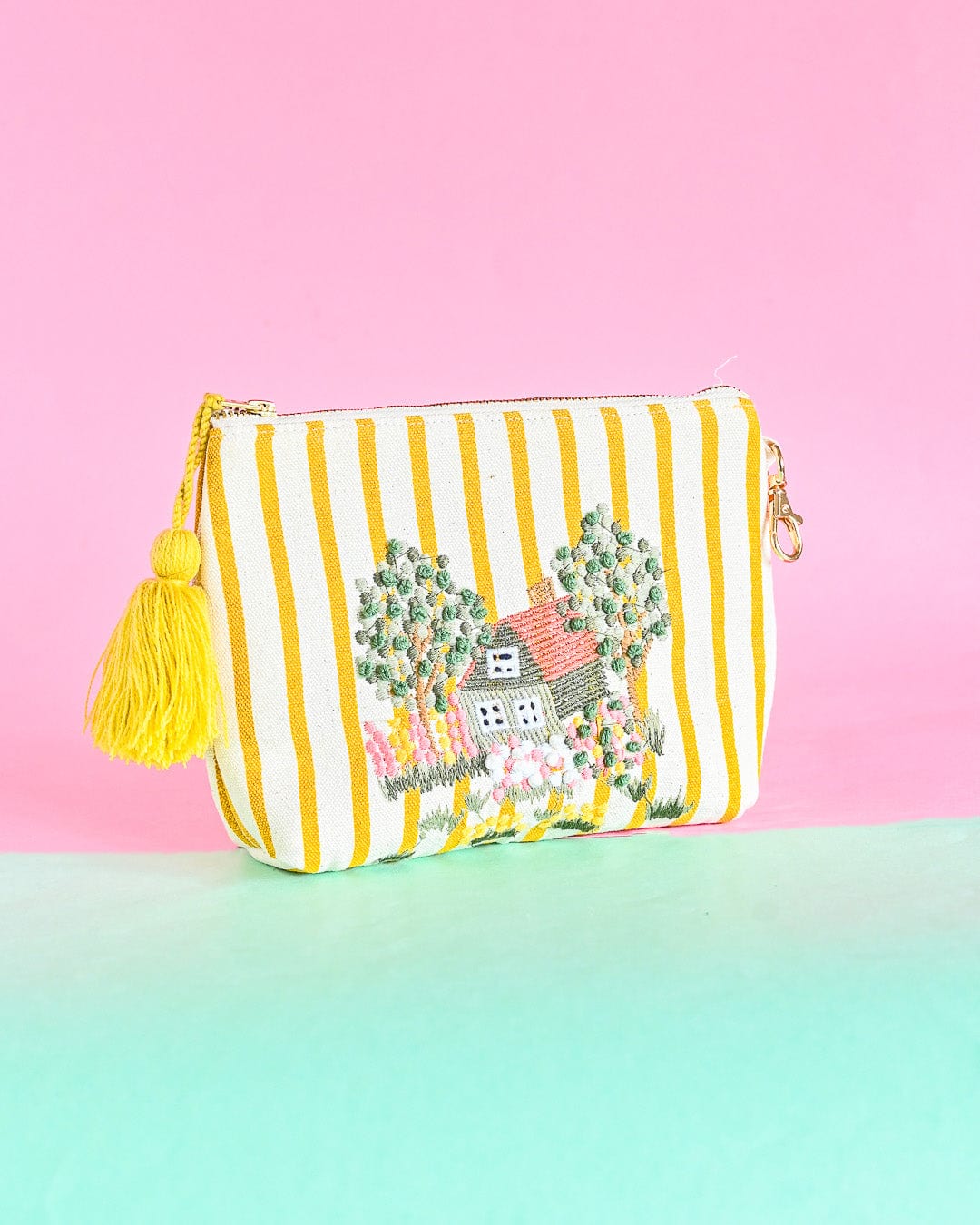 Floral Chateau Embroidered Pouch