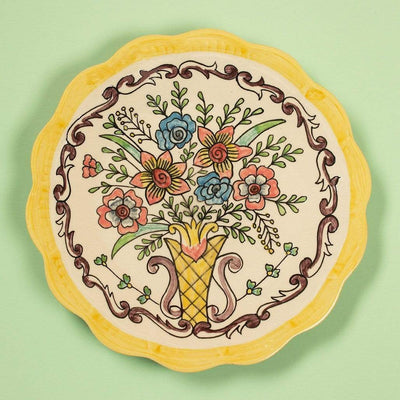 Floral Garden Handpainted Stoneware Wall Plates - Set Of 2