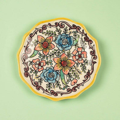 Floral Garden Handpainted Stoneware Wall Plates - Set Of 2