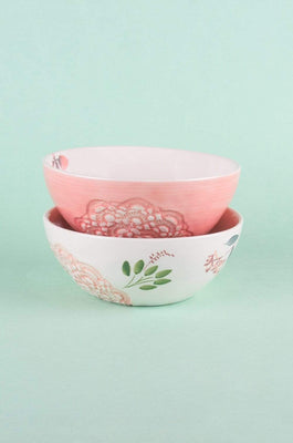 Floral Lace Handpainted Bowl - Set of 2