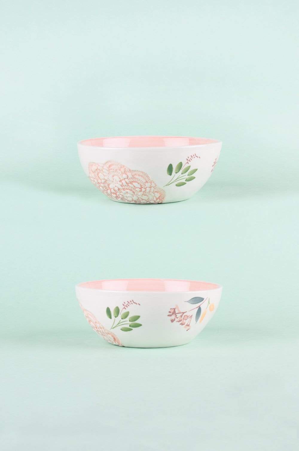 Floral Lace Handpainted Bowl - Set of 2