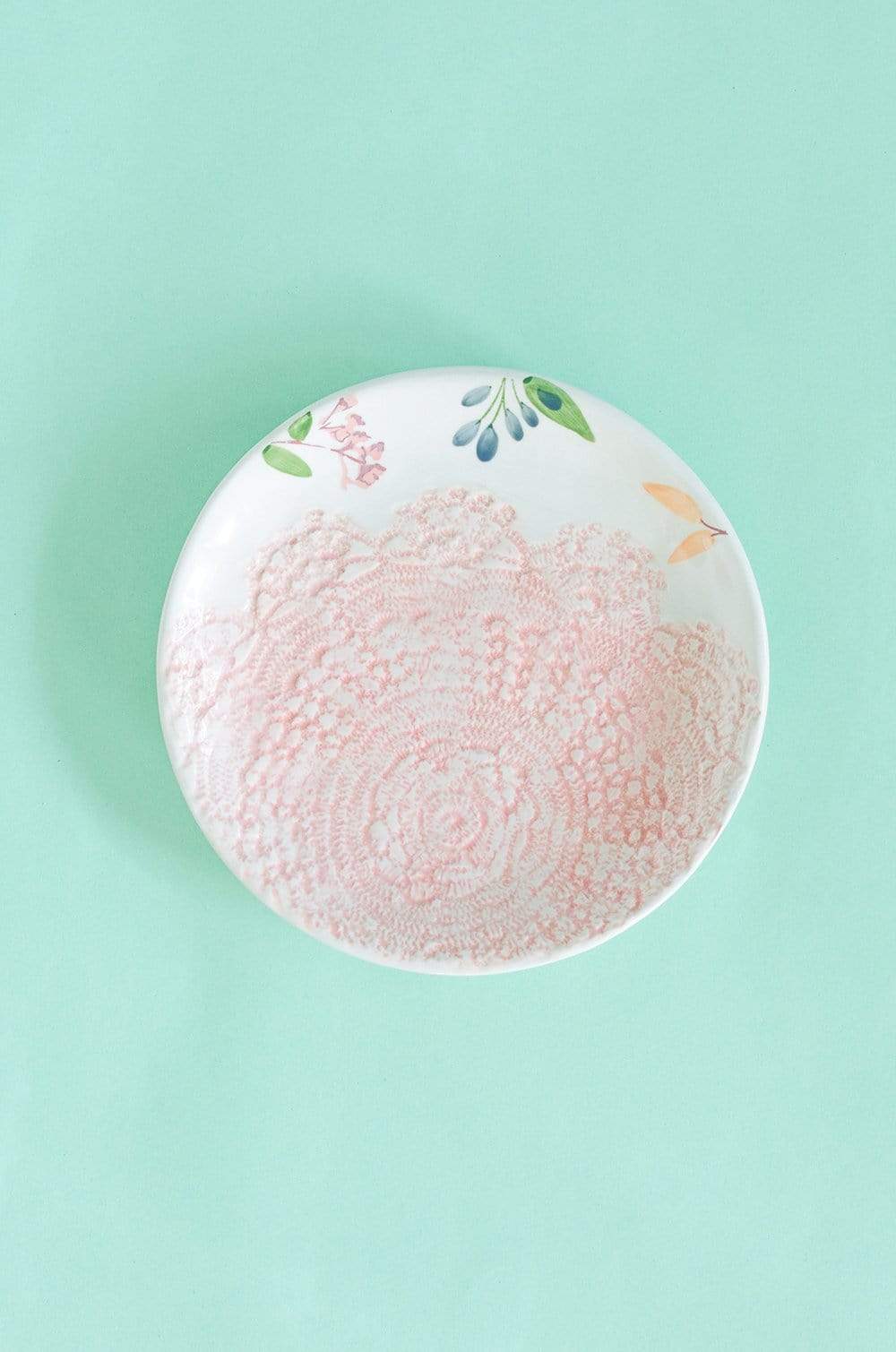 Floral Lace Handpainted Dessert Plate- Set of 4 - 6 inches