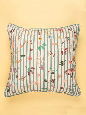 Floral Stripes Cushion Cover