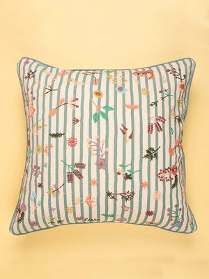 Floral Stripes Cushion Cover