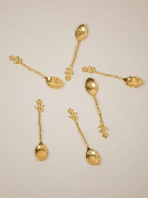 Flower Dessert Spoon Gold- Set Of 6