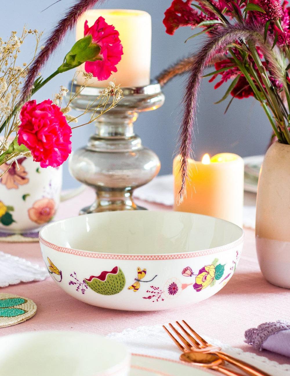 Garden of Eden Fine China Ceramic Curry Bowl - Set of 2