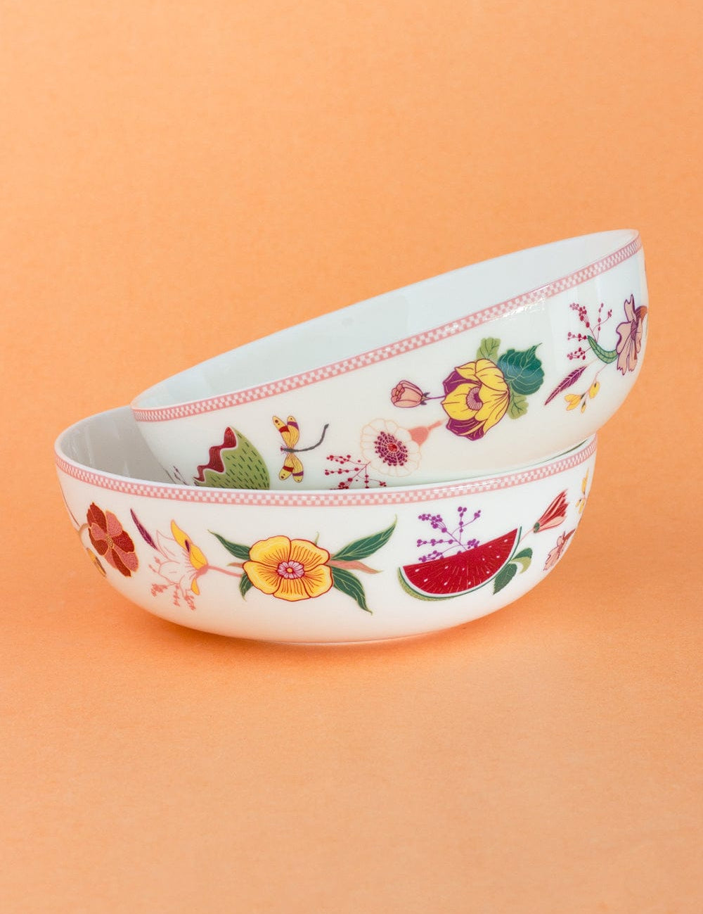 Garden of Eden Fine China Ceramic Curry Bowl - Set of 2