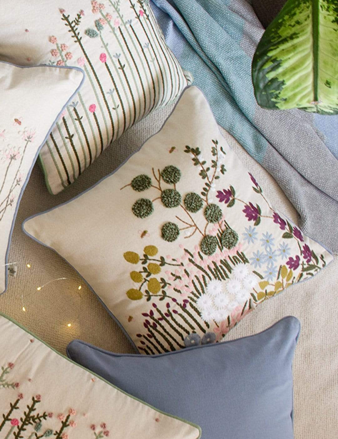 Gardenia Embroidered Cushion Cover