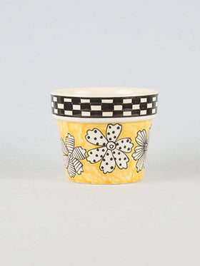 Gingham Planter - Yellow