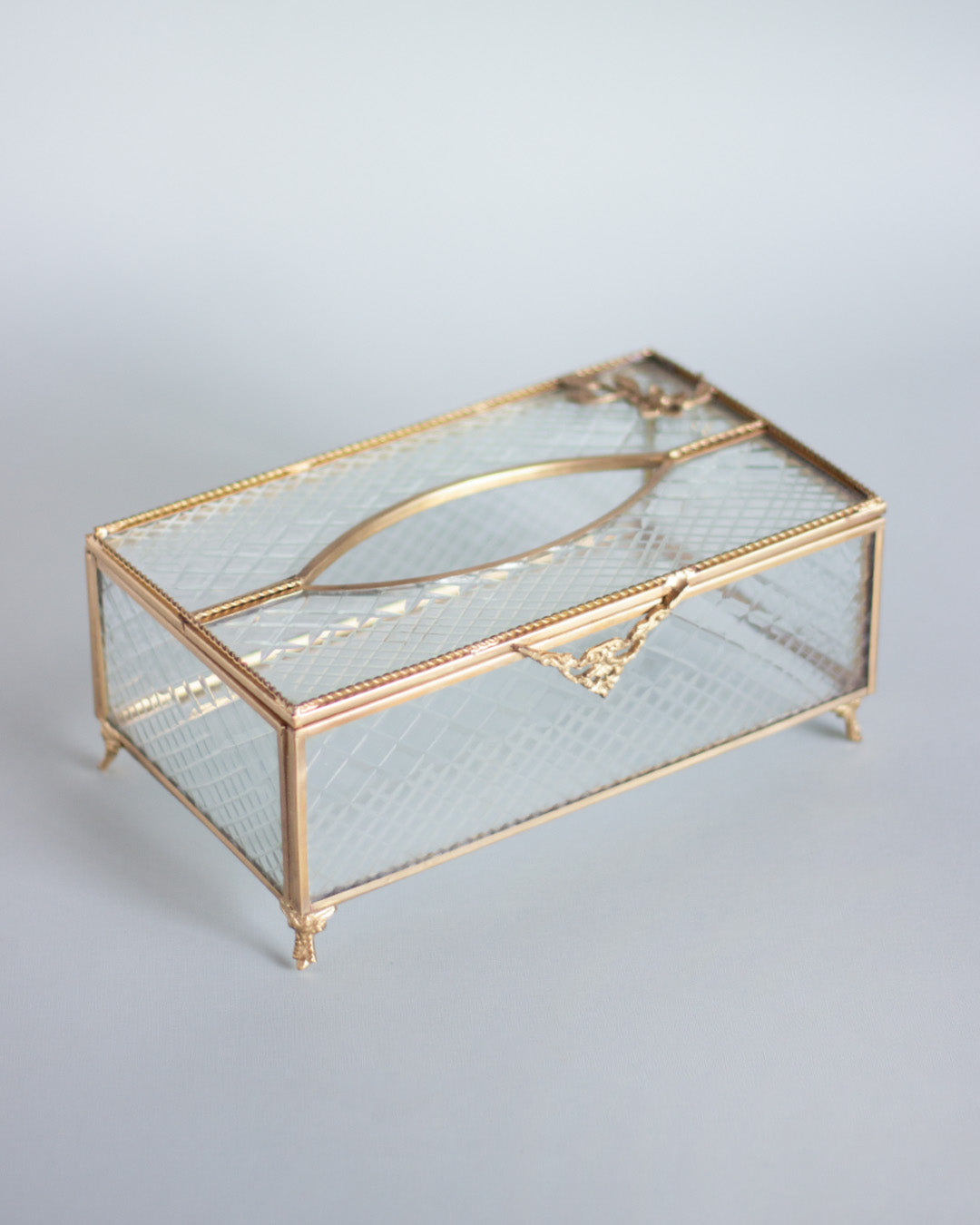 Royal Lattice Brass Tissue Box