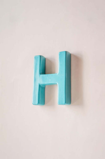 H Mottled Mono Wall Hanging Teal A to Z