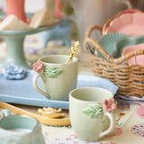 Handcrafted Petals Ceramic Mugs - Set of 2