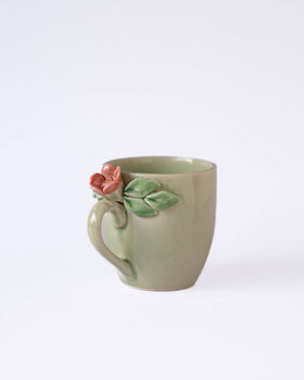 Handcrafted Petals Ceramic Mugs - Set of 2