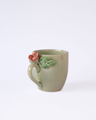 Handcrafted Petals Ceramic Mugs - Set of 2