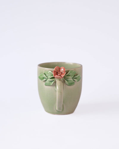 Handcrafted Petals Ceramic Mugs - Set of 2