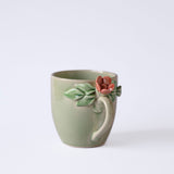 Handcrafted Petals Ceramic Mugs - Set of 2