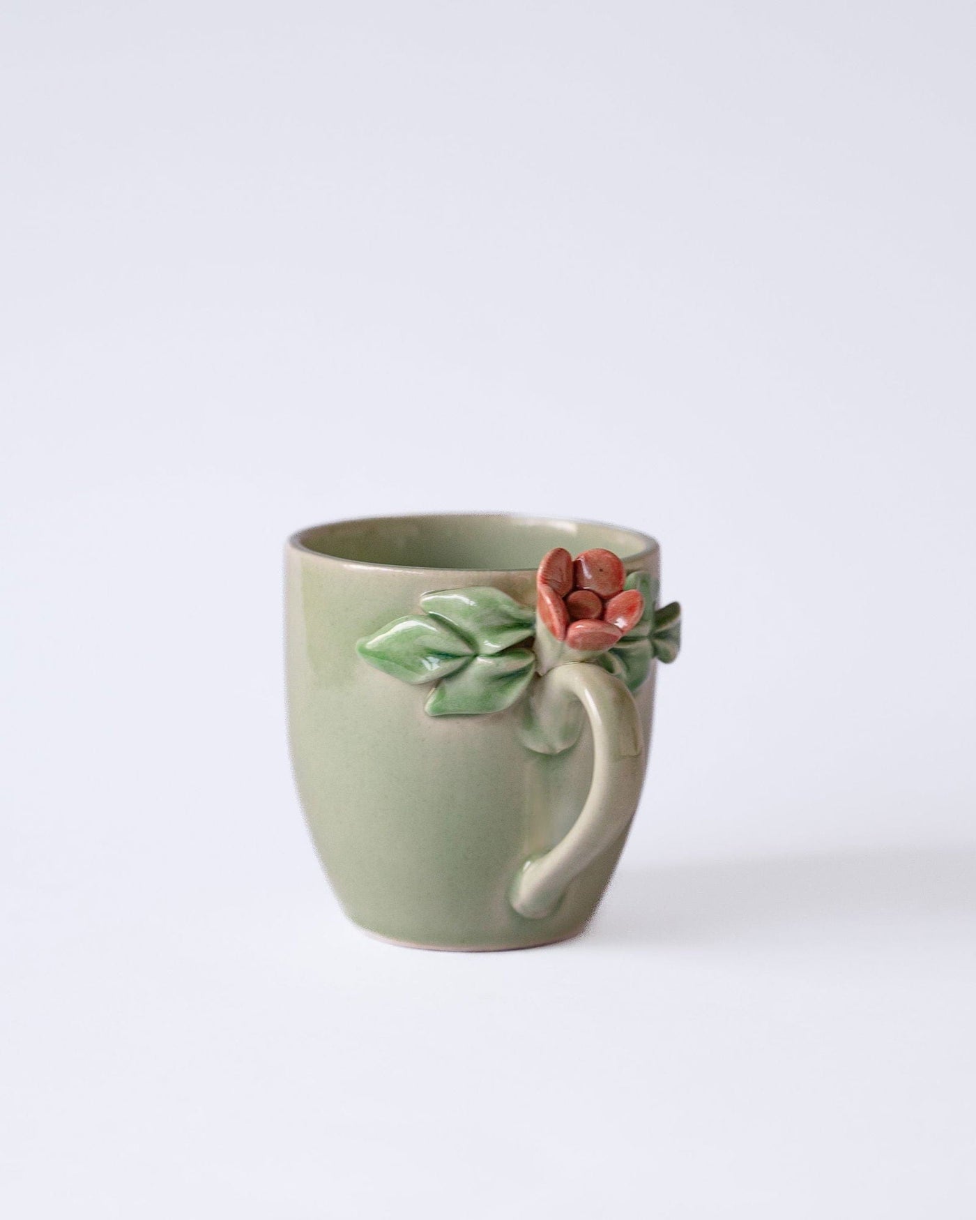 Handcrafted Petals Ceramic Mugs - Set of 2