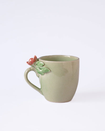 Handcrafted Petals Ceramic Mugs - Set of 2