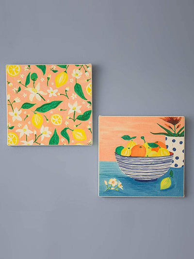 Handpainted Fruit Bowl Wall Art - Set Of 2