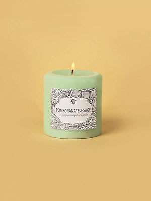 Handpoured Pillar Candle - Pomegranate & Sage