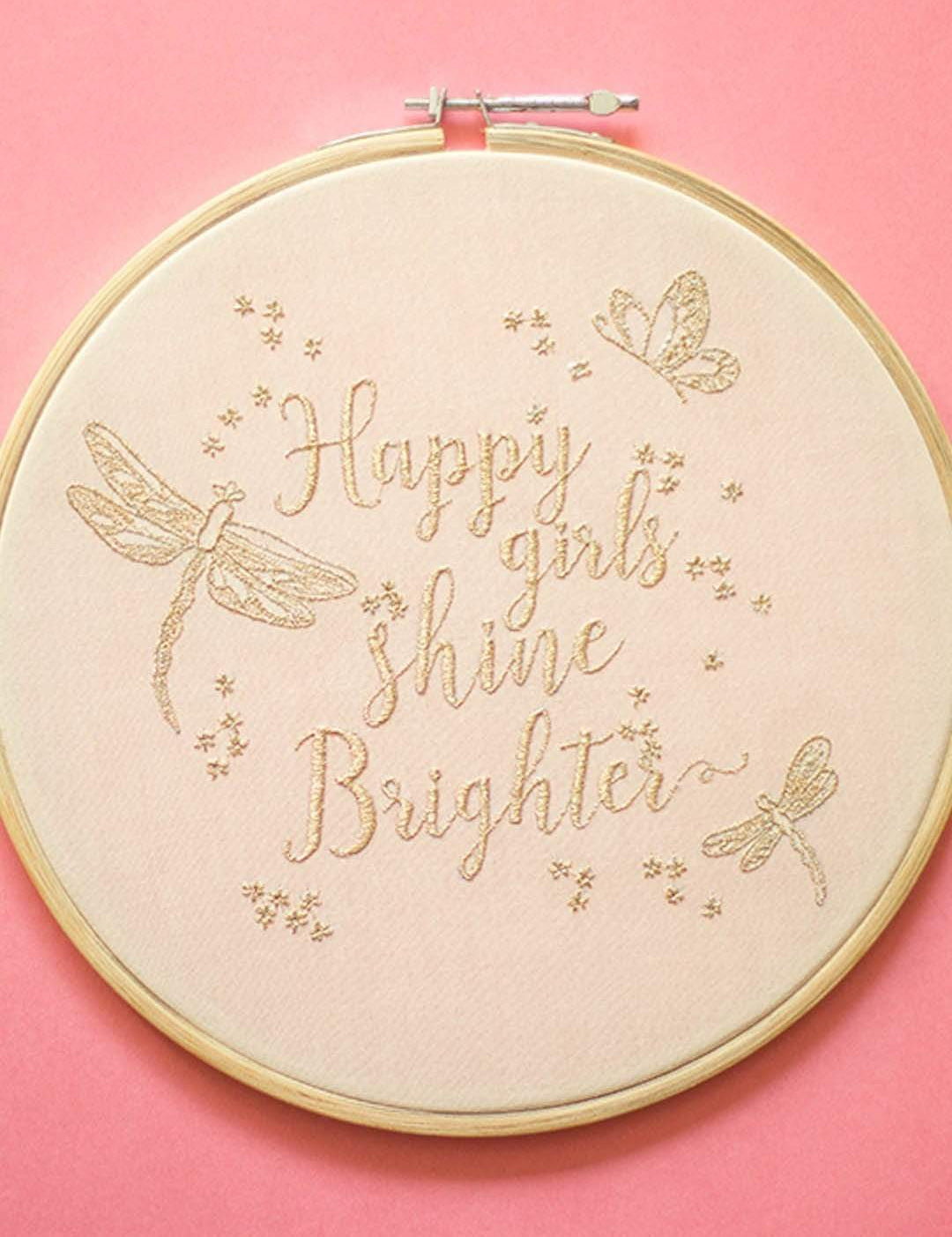 Happy Girl Shine Brighter Wall Hoop