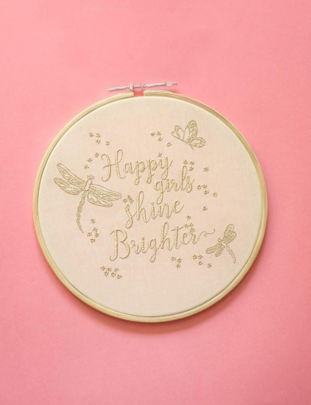 Happy Girl Shine Brighter Wall Hoop